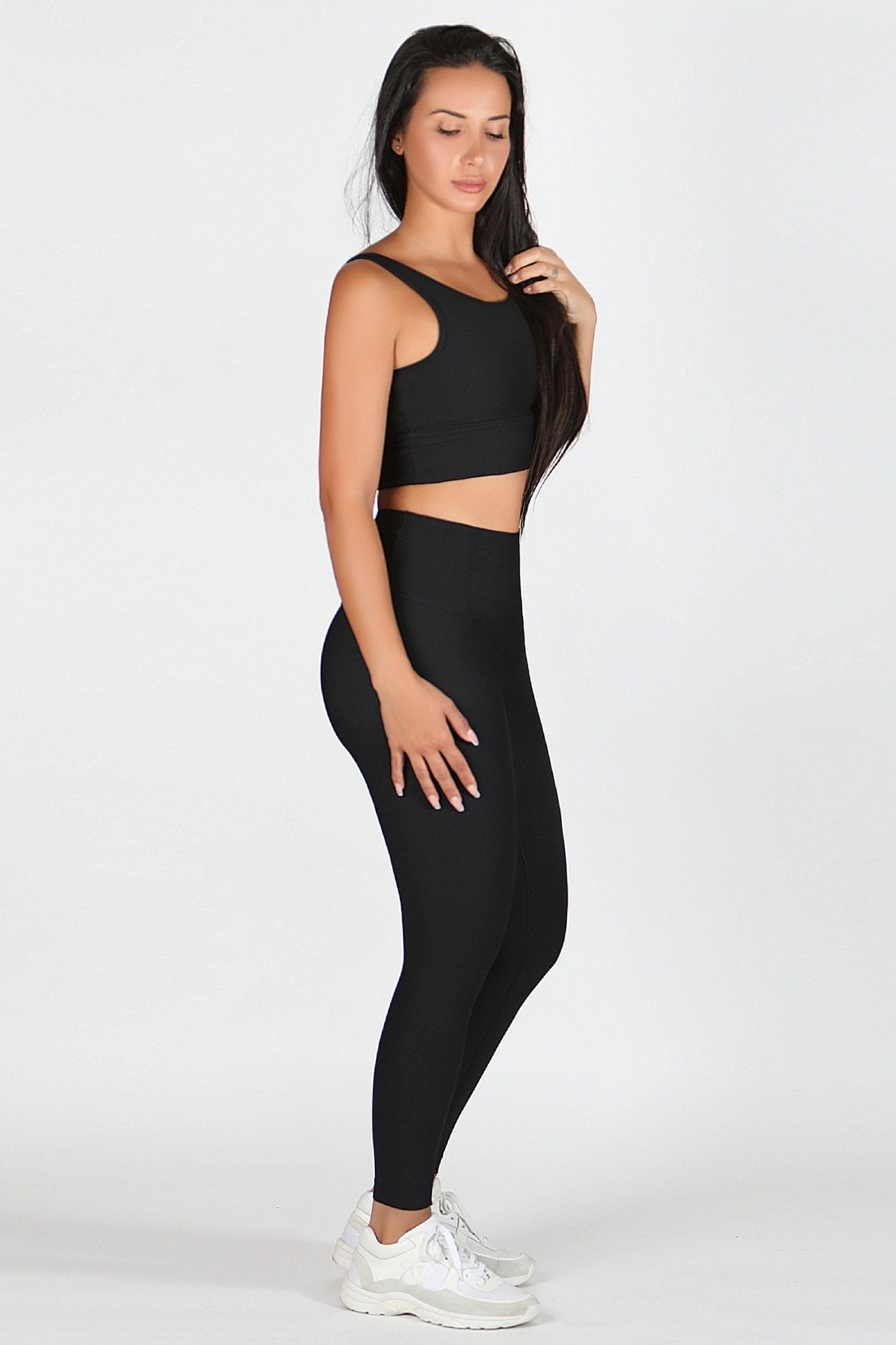 Black Striped Fabric Yoga Set - Kre'level