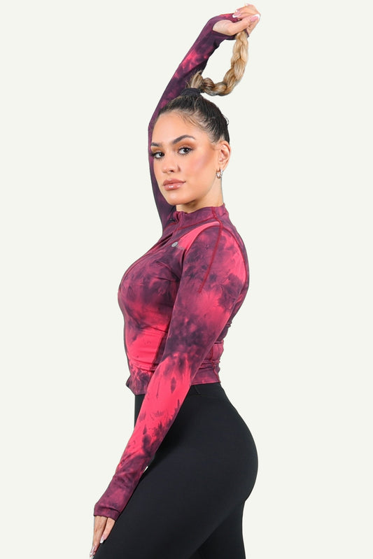 Red Tie Dye Long Sleeve Gym Shirt - Kre'level