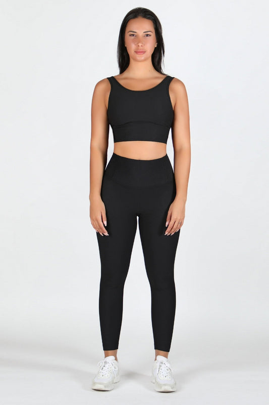 Black Striped Fabric Yoga Set - Kre'level