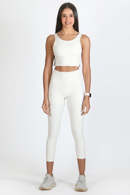 Ivory Striped Fabric Yoga Set - Kre'level